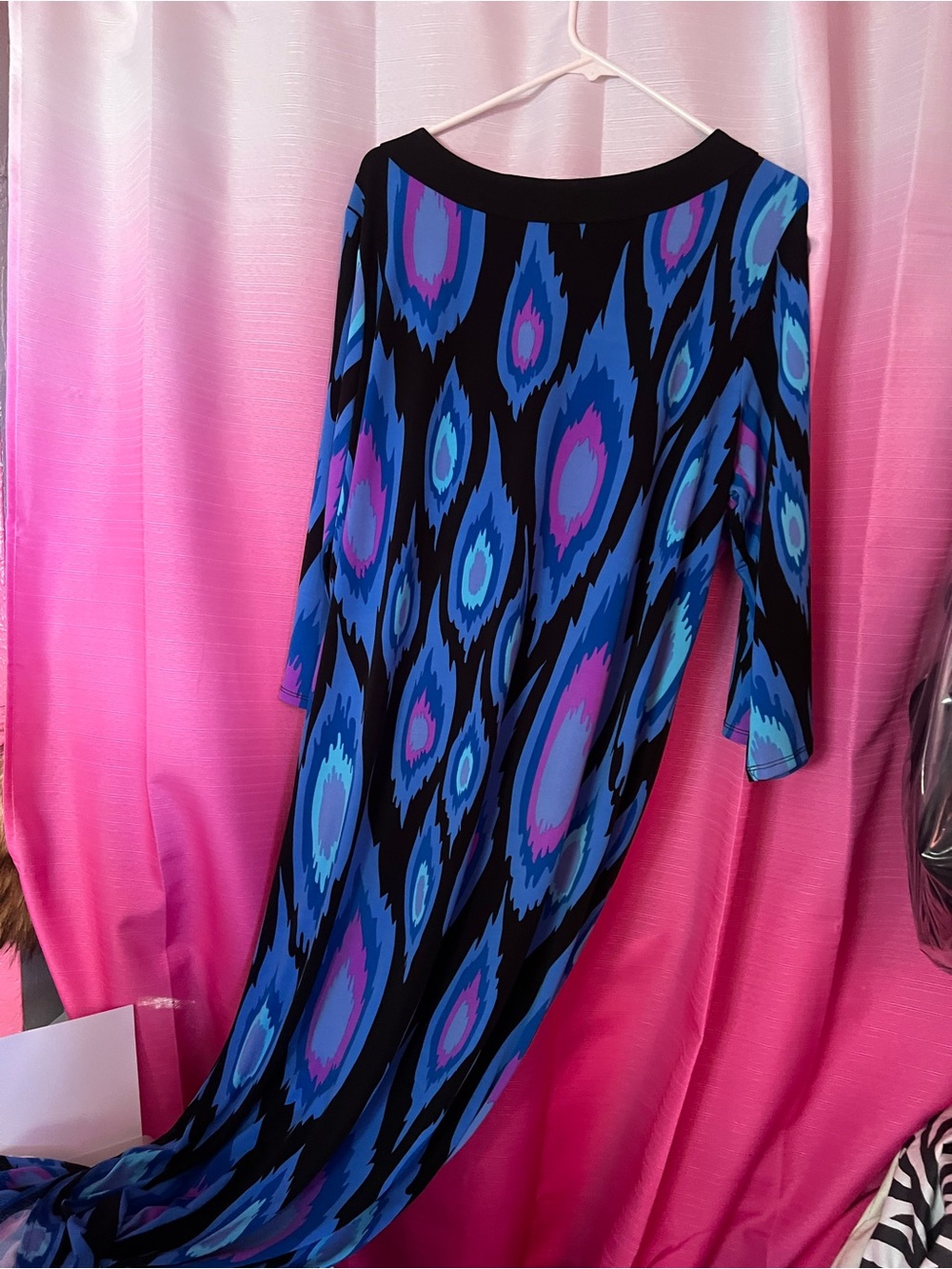 Vintage Bob Mackie Blue & Purple bohemian style V‑Neck Maxi Dress - Picture 6 of 11